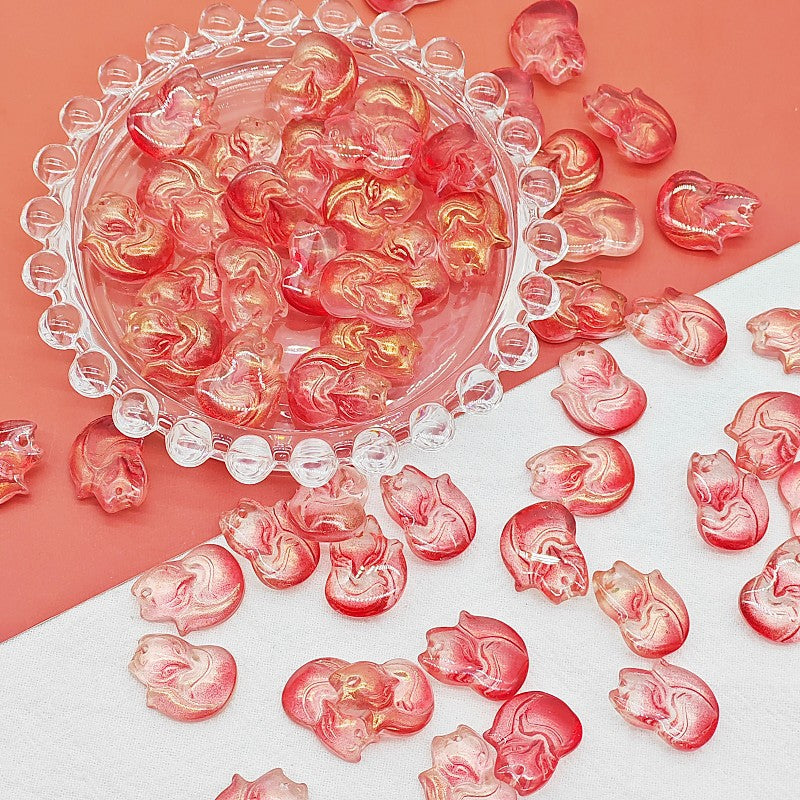 Czech Glass Beads Fox 18mm Translucent Pastel Colors 25pcs 7