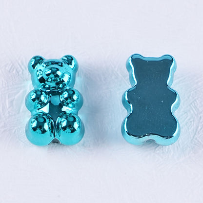 Plating Teddy Bear Acrylic Beads 18mm Metallic Colored 100pcs 12