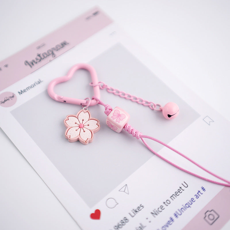 Pink Cherry Blossom Acrylic Flower Keychain 2pcs 2