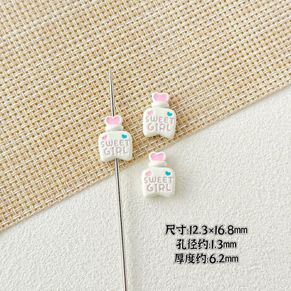 Double Sided Heart and Perfume Bottle Metal Beads 13/16mm Painted Alloy 10pcs 14