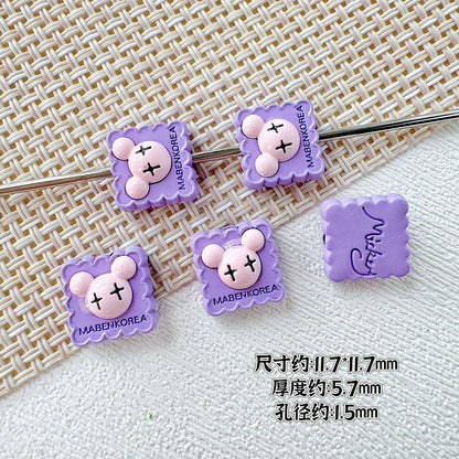 Strawberry and Mouse Metal Beads 13mm Pastel Painted Cookie Design 10pcs 20