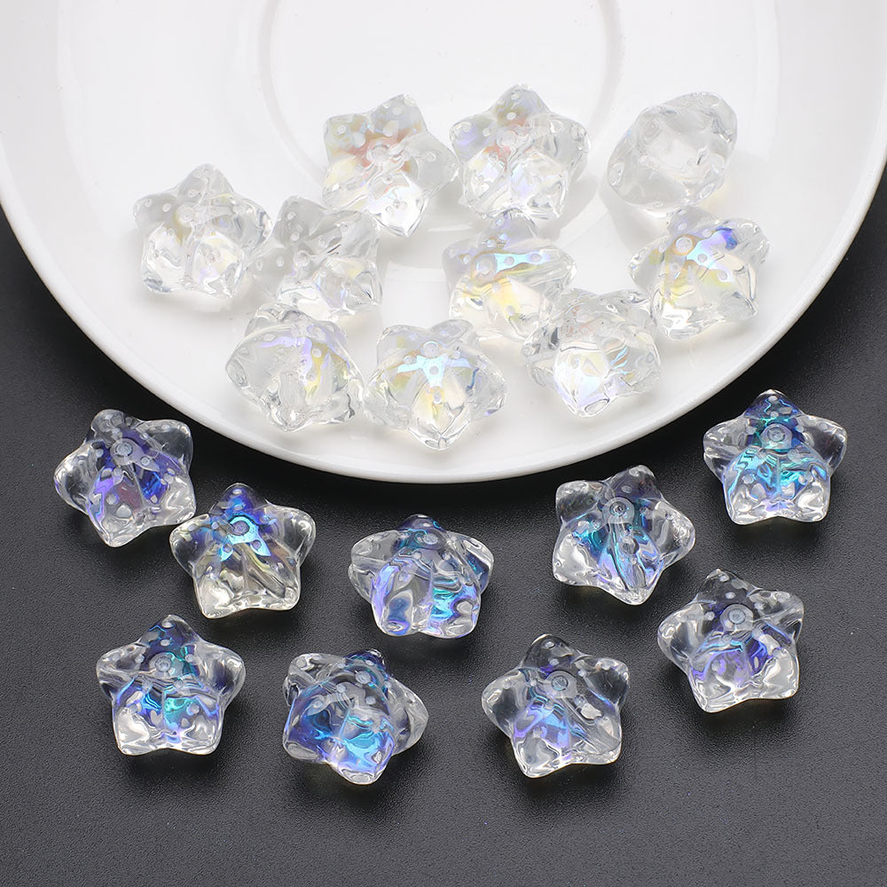 Electroplated Star Glass Beads 18mm Imitation Lunar Pit Texture 10pcs 11