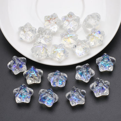 Electroplated Star Glass Beads 18mm Imitation Lunar Pit Texture 10pcs 11