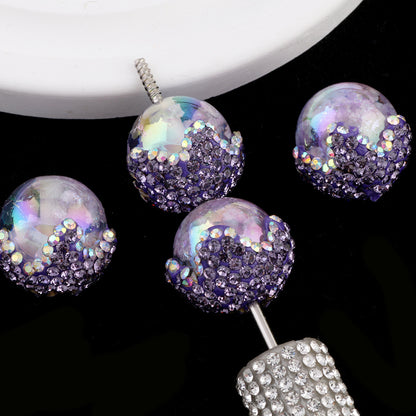 Embellished Bubblegum Beads 20mm Crown Claw Rhinestone Cloud Glossy 6pcs 10