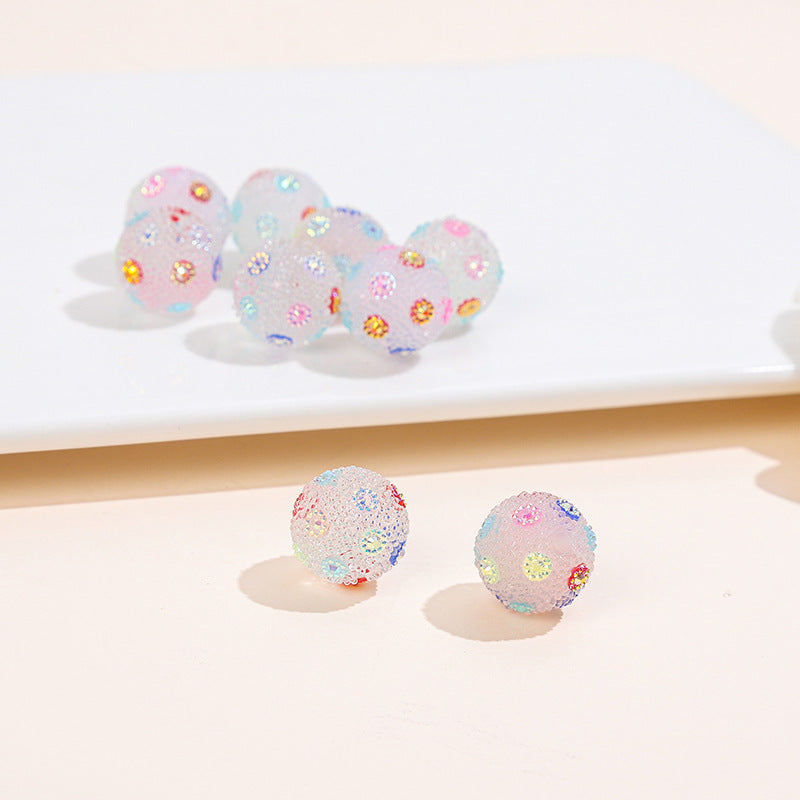 Rhinestone Bubblegum Beads 16-20mm Colorful Resin Sparkle 10pcs 11