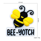 Silicone Focal Beads Bee BEE-YOTCH Script Bold Yellow Black 20pcs 2