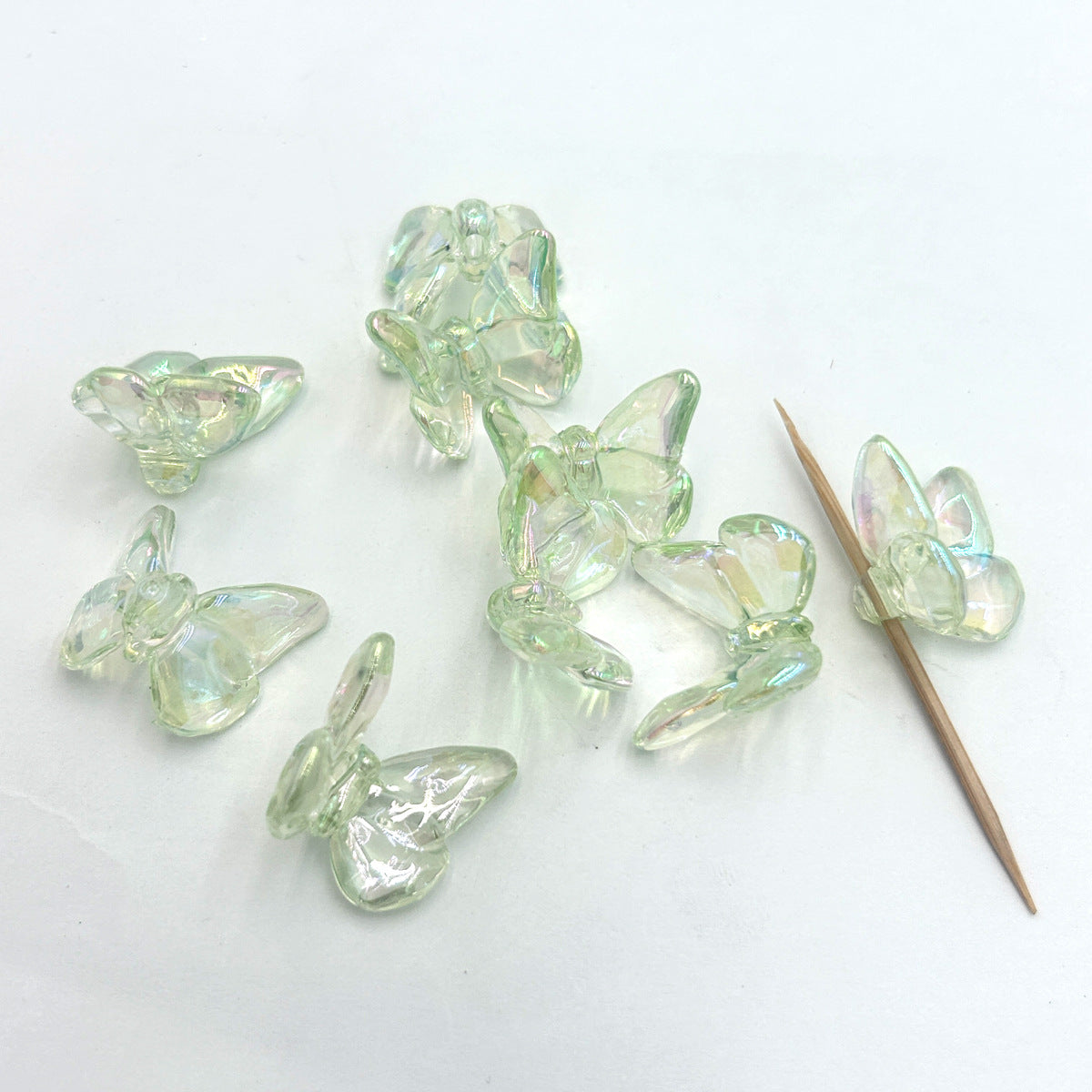 Transparent Butterfly Acrylic Beads 23x21mm UV Plating 5pcs 8