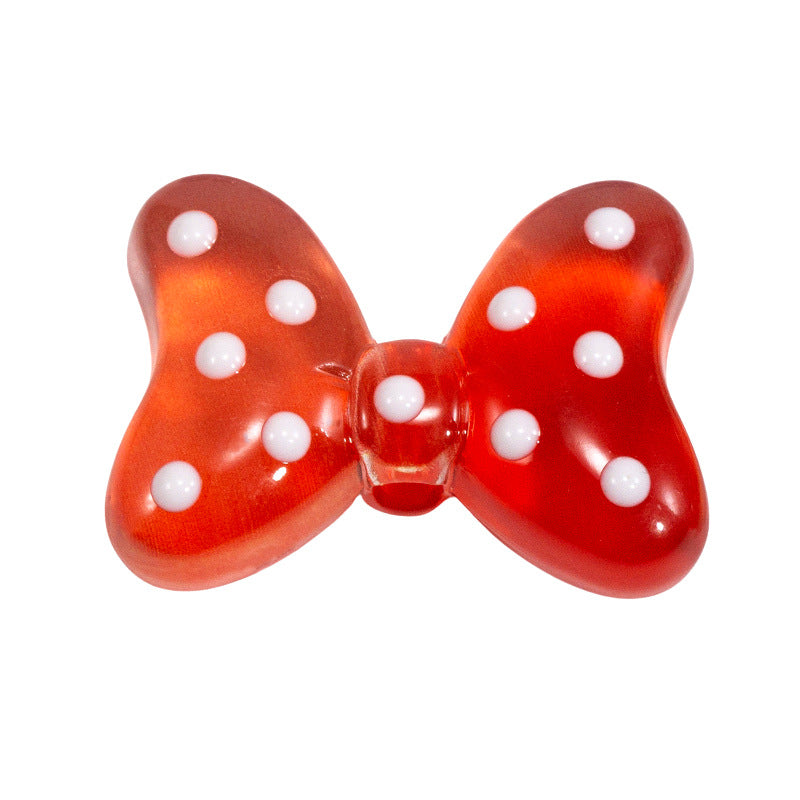 Sweet Polka Dotted Bow Acrylic Beads 29mm Colorful Mixed 10pcs 32