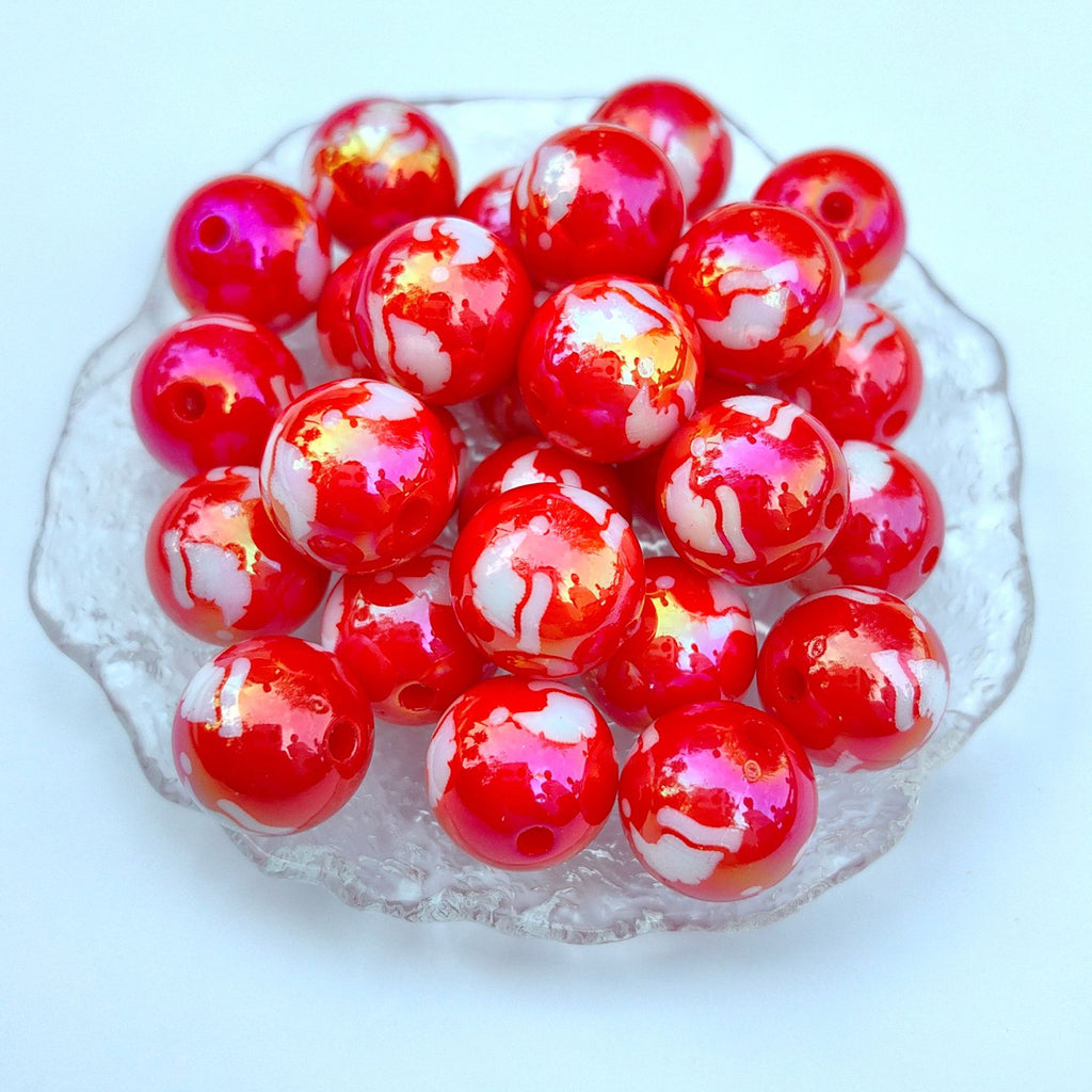 UV Plating Christmas Snowman Acrylic Beads 16mm Colorful 20pcs 3