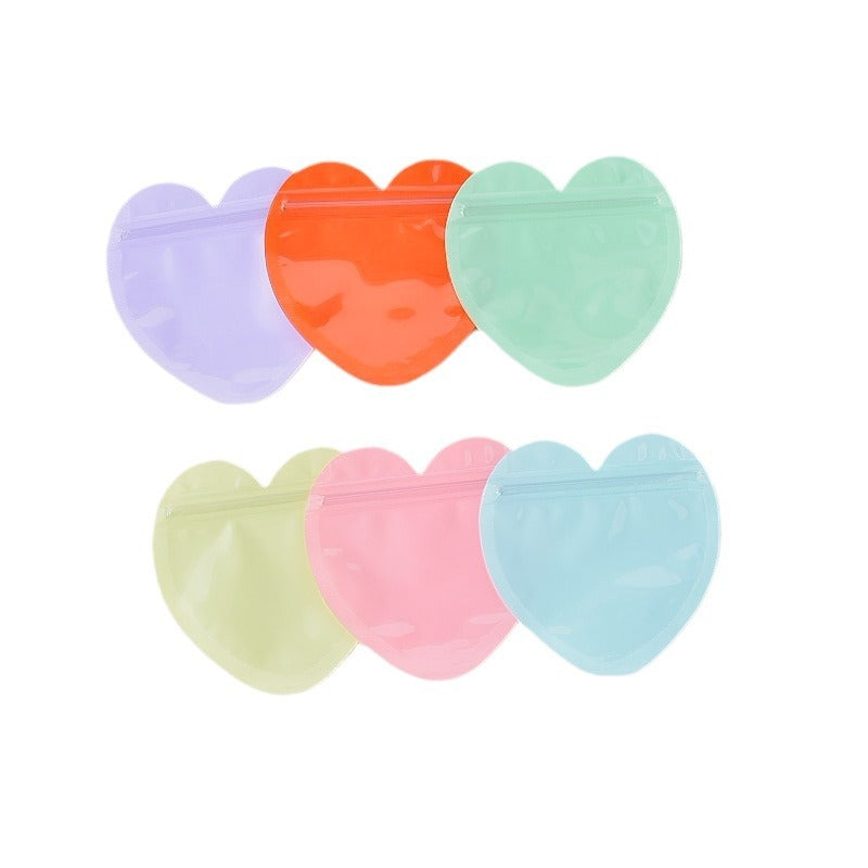 PVC Plastic Zip Lock Bags Apple and Heart Shape Glossy 10cm 10pcs 5
