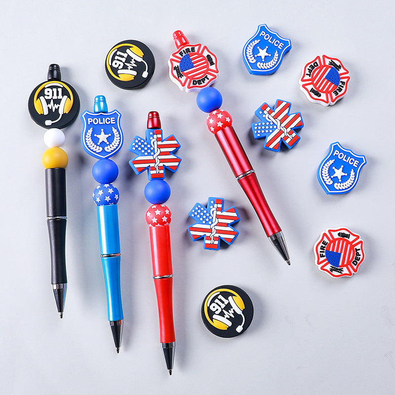 Silicone Focal Beads Fire Dept Police First Responder Emblems 20pcs 2