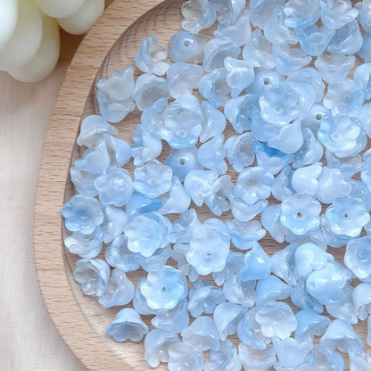 Vintage Lily-Shaped Glass Beads 8x12mm Pastel Translucent 30pcs 12