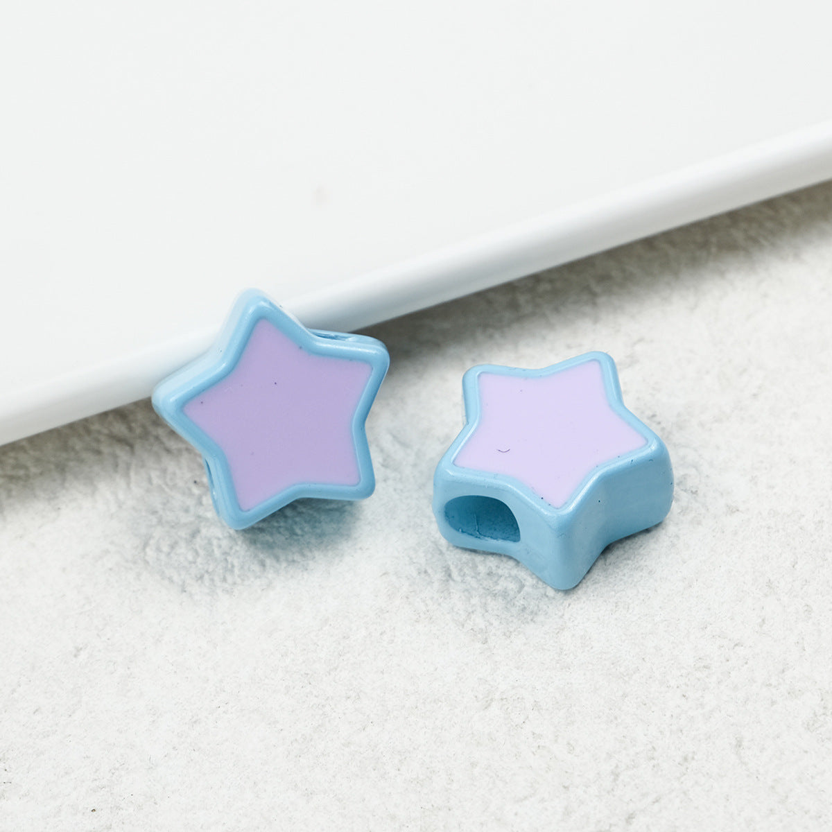 Painted Star Acrylic Beads 16mm Two-Color Enamel Glossy 20pcs 7