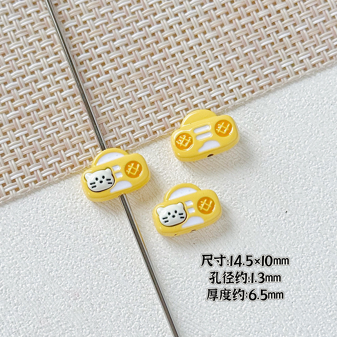 Kitten and Teddy Bear Metal Beads 14mm Hand Painted Alloy 10pcs 11