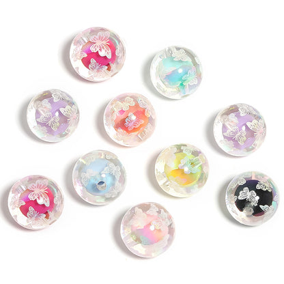 Transparent Butterfly Acrylic Beads 16mm Iridescent Plated 50pcs 7