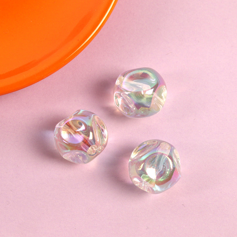 Transparent Fig Shaped Acrylic Beads 16mm UV Plating 100pcs 5