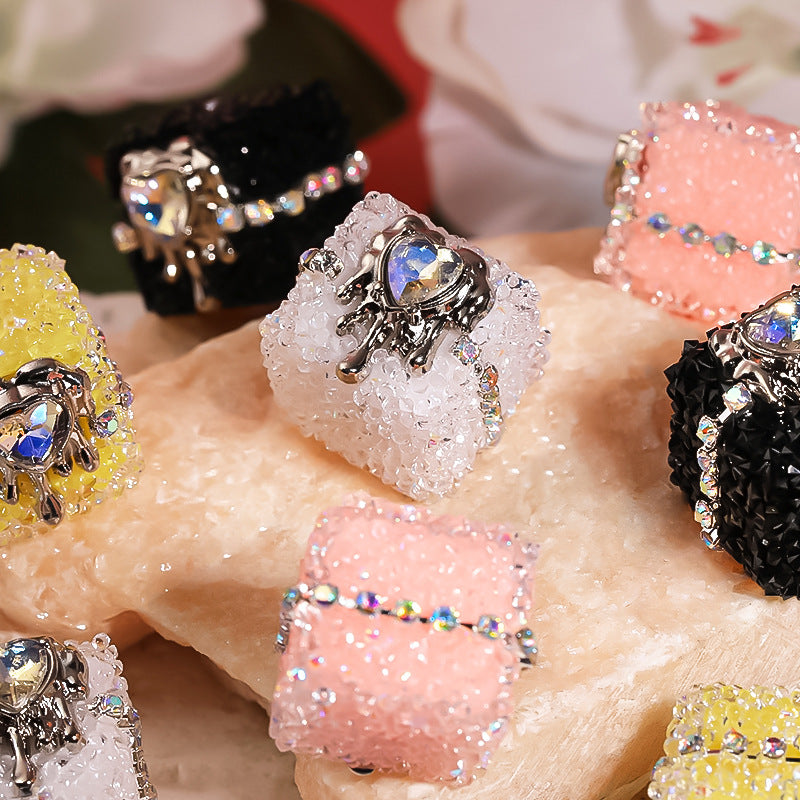 Crocore Square Rhinestone Beads 21mm Acrylic Textured Facet 5pcs 2