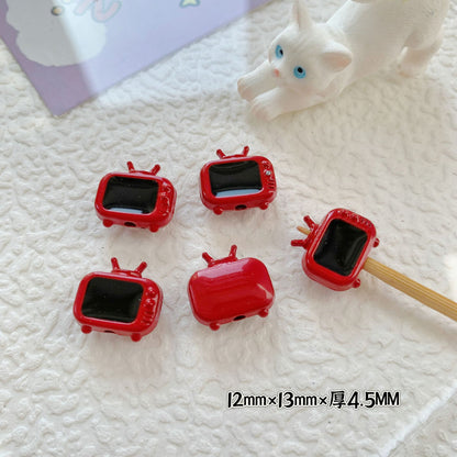 Cupcake and TV Metal Beads Painted Colorful Alloy 20pcs 22