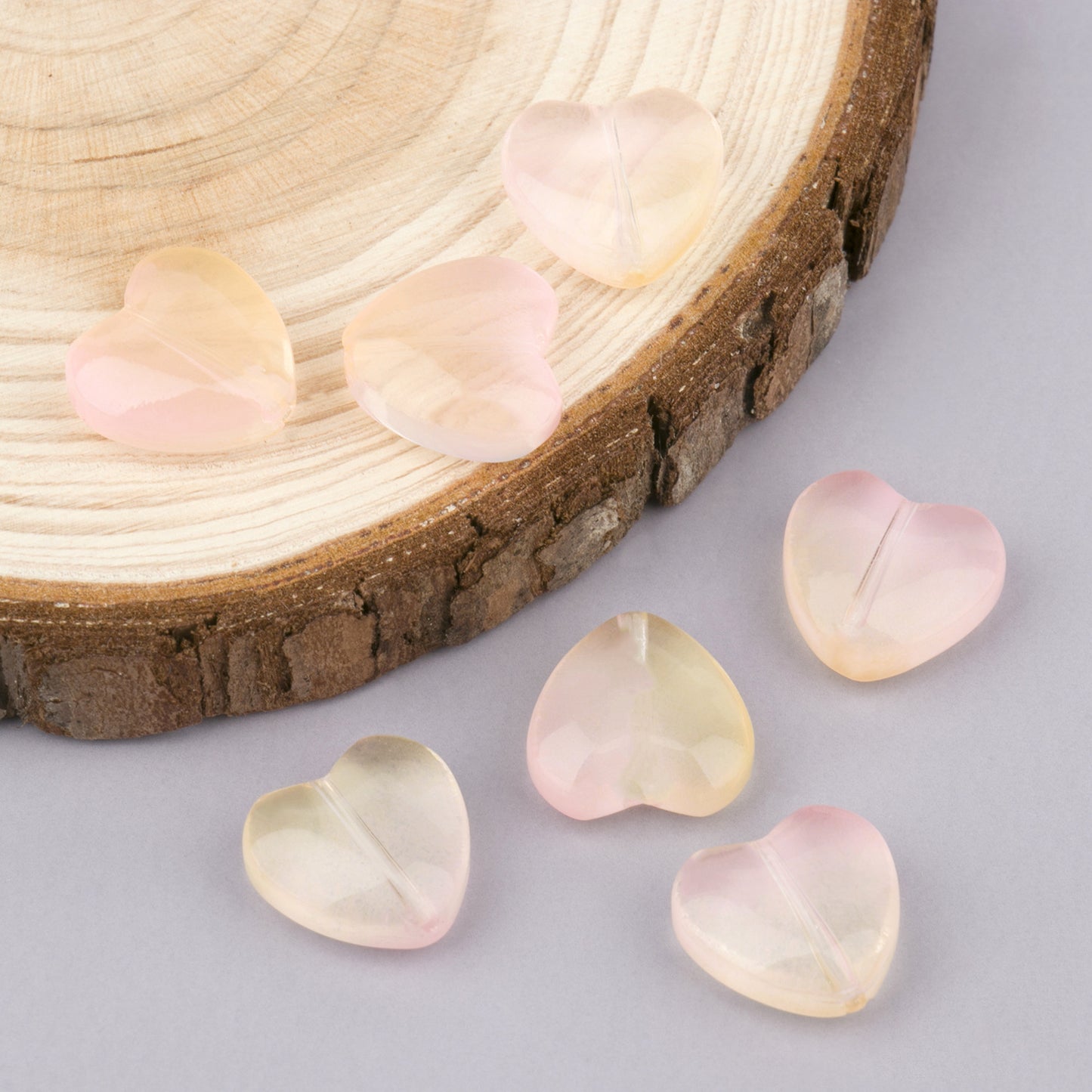 Colored Heart-Shaped Transparent Glass Beads 12mm 20pcs 12