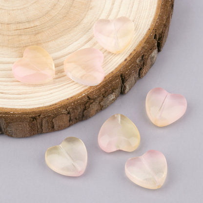 Colored Heart-Shaped Transparent Glass Beads 12mm 20pcs 12