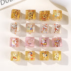 Lampwork Glass Beads Cube 10mm Silver Foil Confetti 4pcs