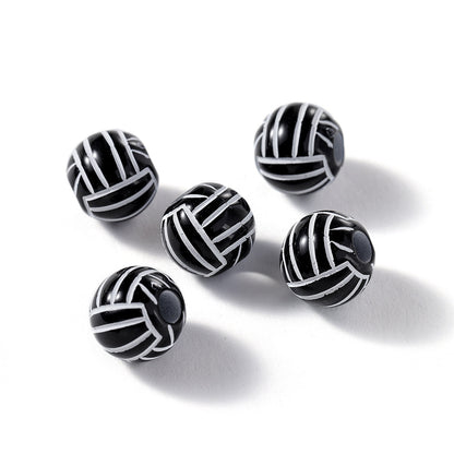 Printed Ball Series Acrylic Beads Colorful Sports Designs 100pcs 14