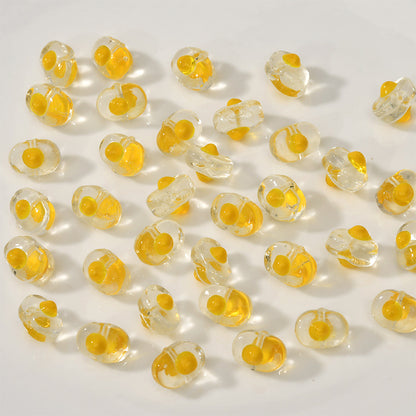 Lampwork Glass Beads Poached Egg 12mm Enamel Handmade 6pcs 6
