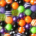 Bubblegum Beads 20mm Orange Purple Black Green Rhinestone Chunky Mix 50pcs