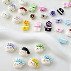 Baking Painted Teddy Bear and Flowerpot Metal Beads 15mm 10pcs 2