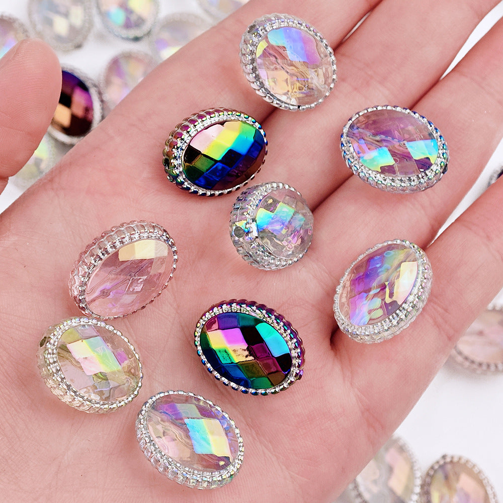 UV Plating Oval Faceted Acrylic Beads 20mm Magic Mirror 20pcs 2