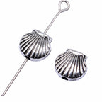 Scallop Metal Beads 9mm Antique Silver Tone Alloy 60pcs 3