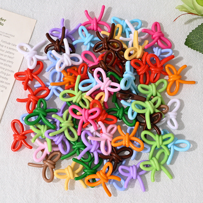 Colorful Hollow Bow Acrylic Beads 27mm Mixed Colors 100pcs 3