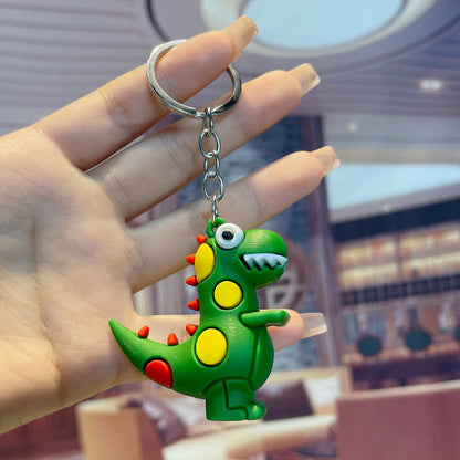 Cute Cartoon Dinosaur Keychain PVC Polka Dot Small Charm 9
