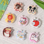 Cartoon Pattern Apple Shaped Acrylic Beads 23mm Playful Design 10pcs 3