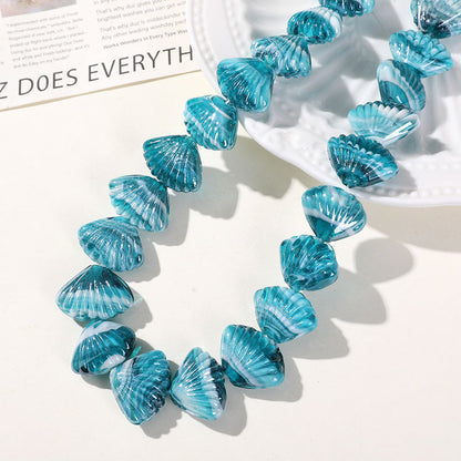 Two Tone 3D Shell Lampwork Glass Beads 22mm Handmade 10pcs 16