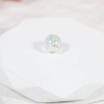 Lampwork Glass Beads Round 10-12mm Transparent Silver Foil Floral 10pcs 10