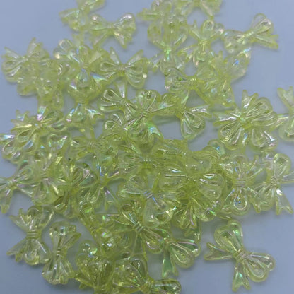 Colored Clear Bow Ribbon Acrylic Beads 18mm Translucent 100pcs 25