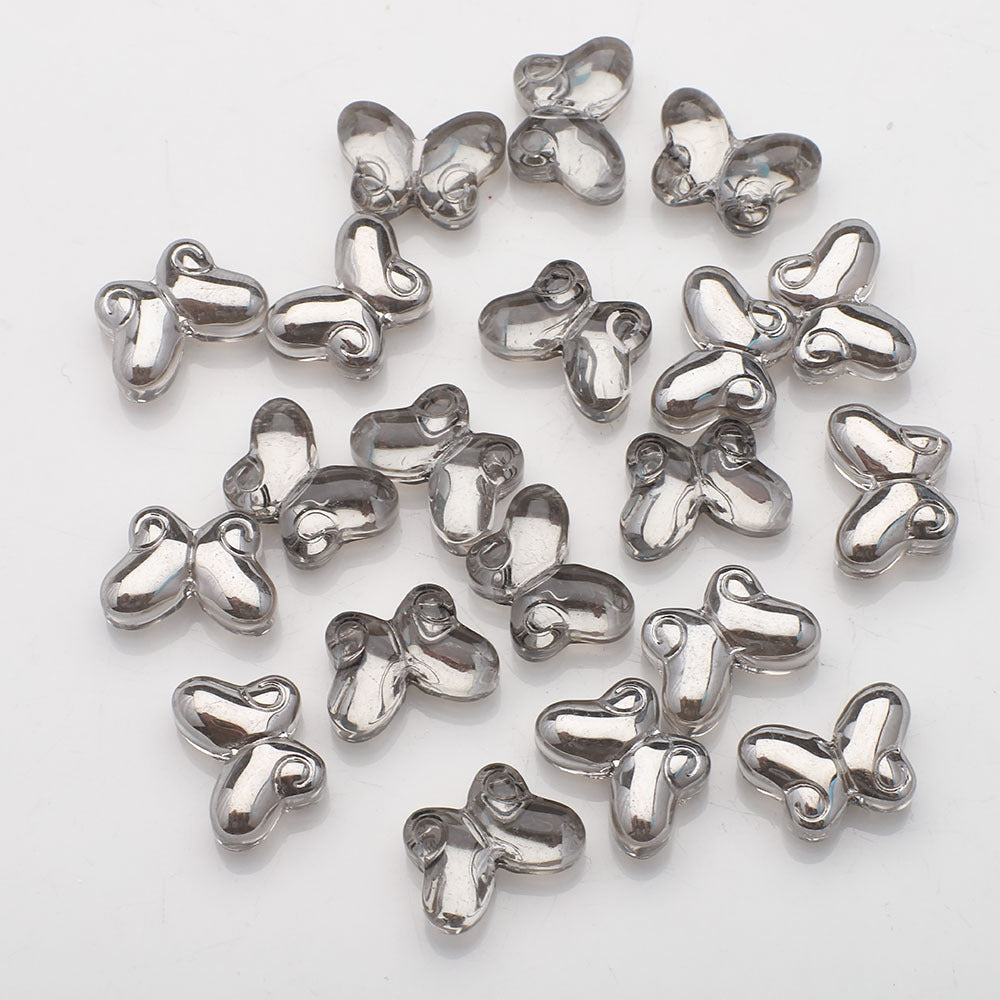 Butterfly Plated Transparent Glass Beads 10x14mm 20pcs 19