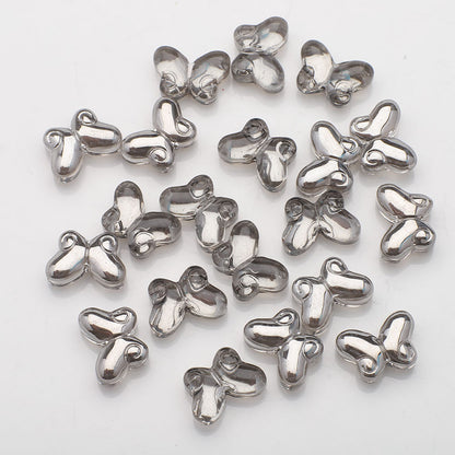 Butterfly Plated Transparent Glass Beads 10x14mm 20pcs 19