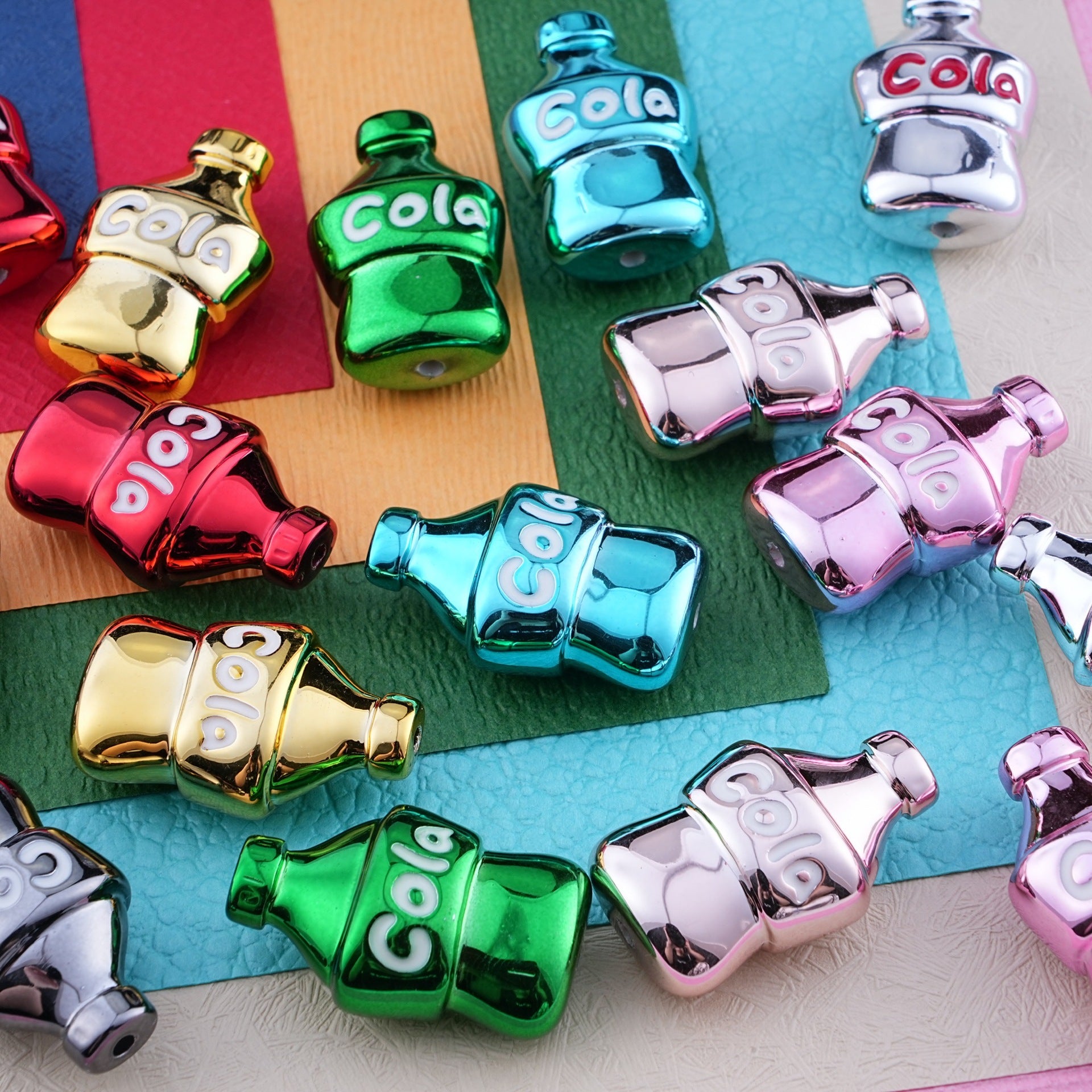 Plating Cola Bottle Acrylic Beads 19-30mm Metal Colored 20pcs 4