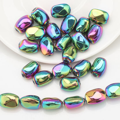 Electroplated Stone Geometric Irregular Glass Beads 11x15mm 20pcs 21