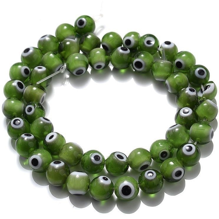Millefiori Evil Eye Round Lampwork Glass Beads 6mm 124pcs 13