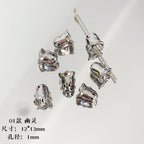Cartoon Metal Beads Silver Pink Tone Playful Enamel 10pcs 3