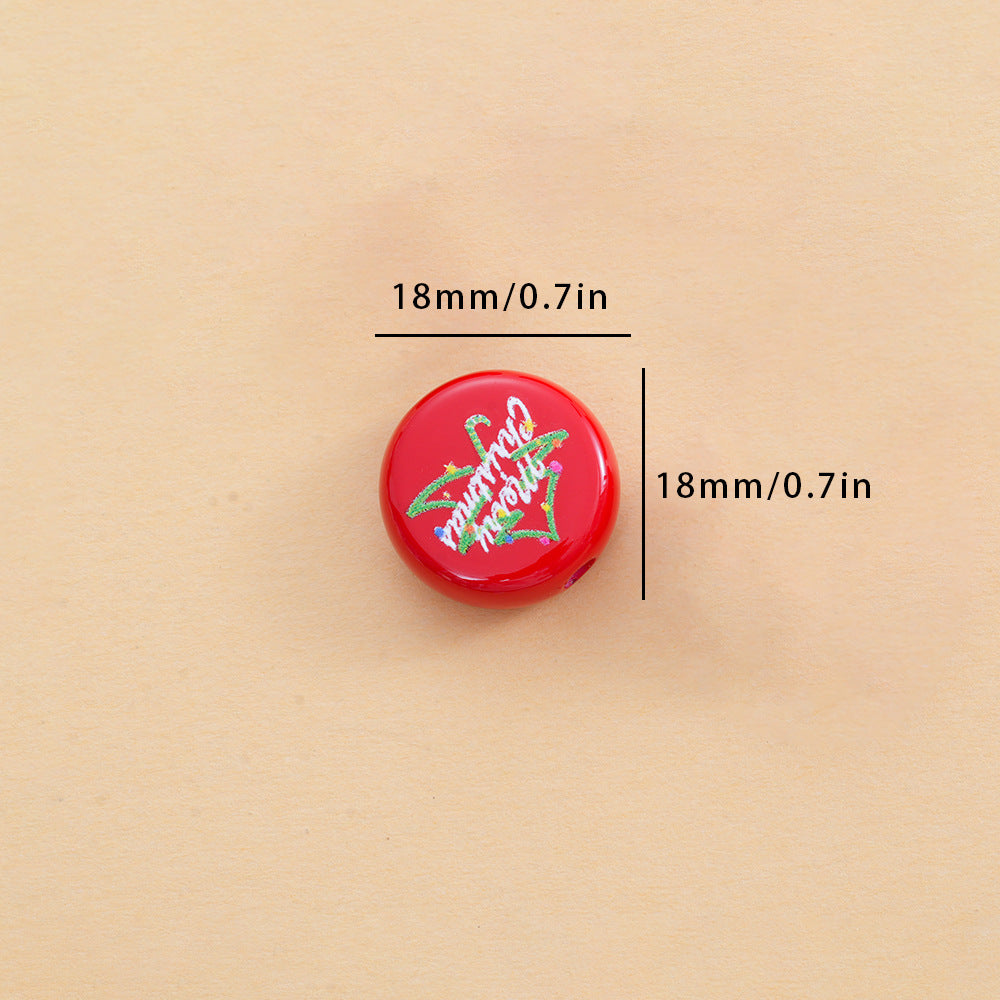 Baking Painted Flat Acrylic Beads 18mm Christmas Series 10pcs 3