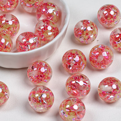 Radiant Glitter Filled Resin Beads 16mm Round Multicolor 10pcs 7