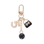 Metal Letter Bag Rhinestone Keychain Glossy Purse Charm 5