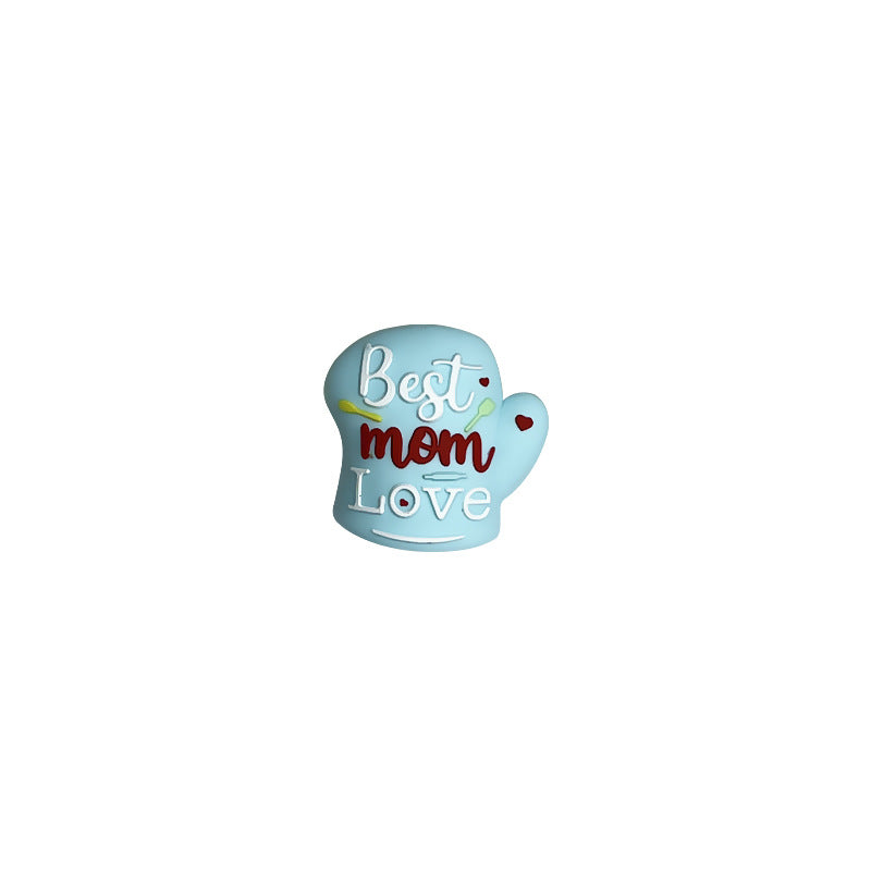 Silicone 3D Focal Beads Mother Day Gloves Best mom Love Inscribed 20pcs 8