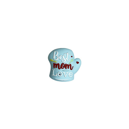 Silicone 3D Focal Beads Mother Day Gloves Best mom Love Inscribed 20pcs 8