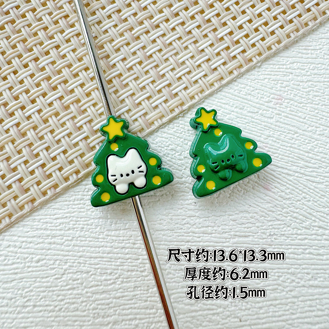 Christmas Tree and Birdcage Metal Beads 13-16mm Baking Painted 10pcs 8