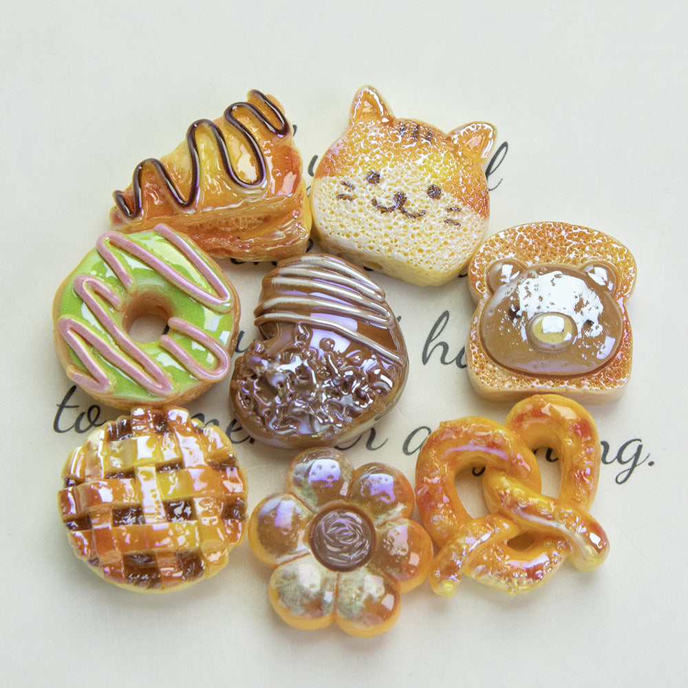 Bread Toast Series Resin Beads Whimsical Glossy Pastries 20pcs 2